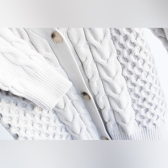 Parker Women's Creamy Gray Cable Knit Cardigan Size XS - Picture 7 of 10